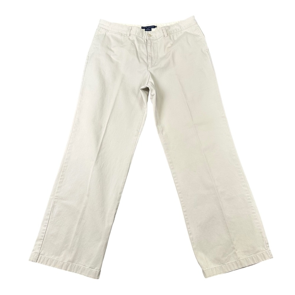 Ralph Lauren Womens 14 Chino Pants Straight Leg Cream Beige Cotton